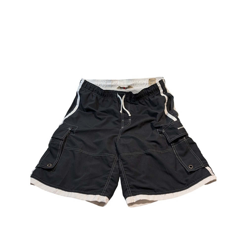 Beverly‎ Hills Polo Club Men Swim Trunks XL Black White Cargo
